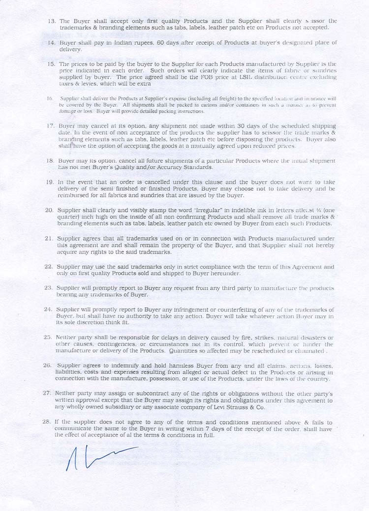 LEVIS Standard Terms & Conditions 2